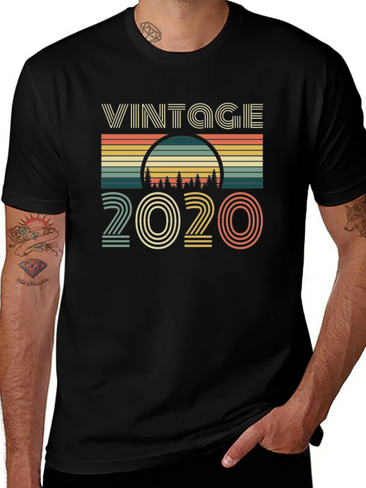 Vintage 2020 Graphic Tee - Retro Style Black T-Shirt