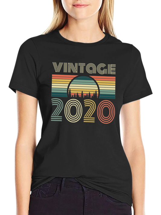 Vintage 2020 Graphic Tee - Retro Style Black T-Shirt