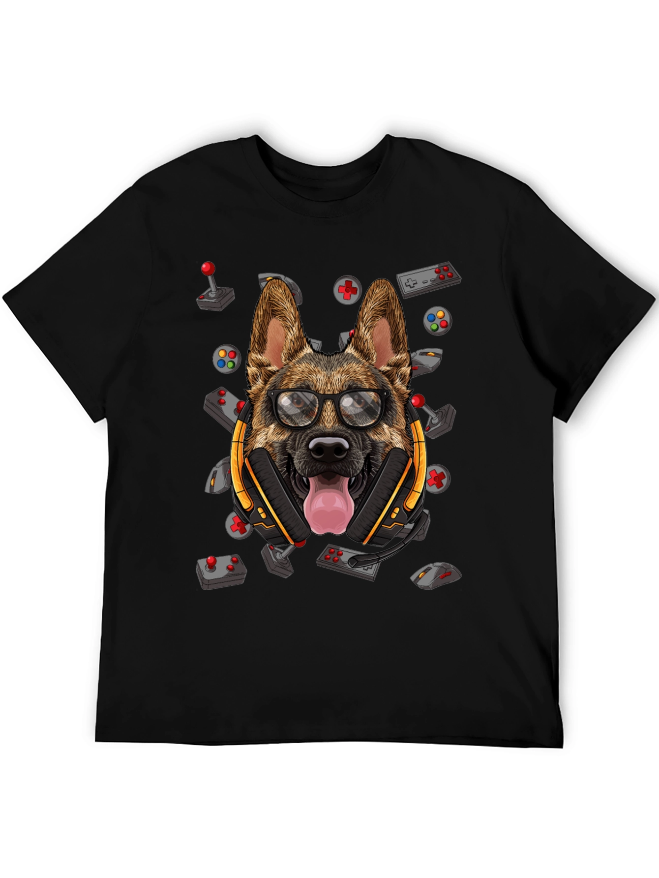 Gamer Dog T-Shirt - German Shepherd Headset Design