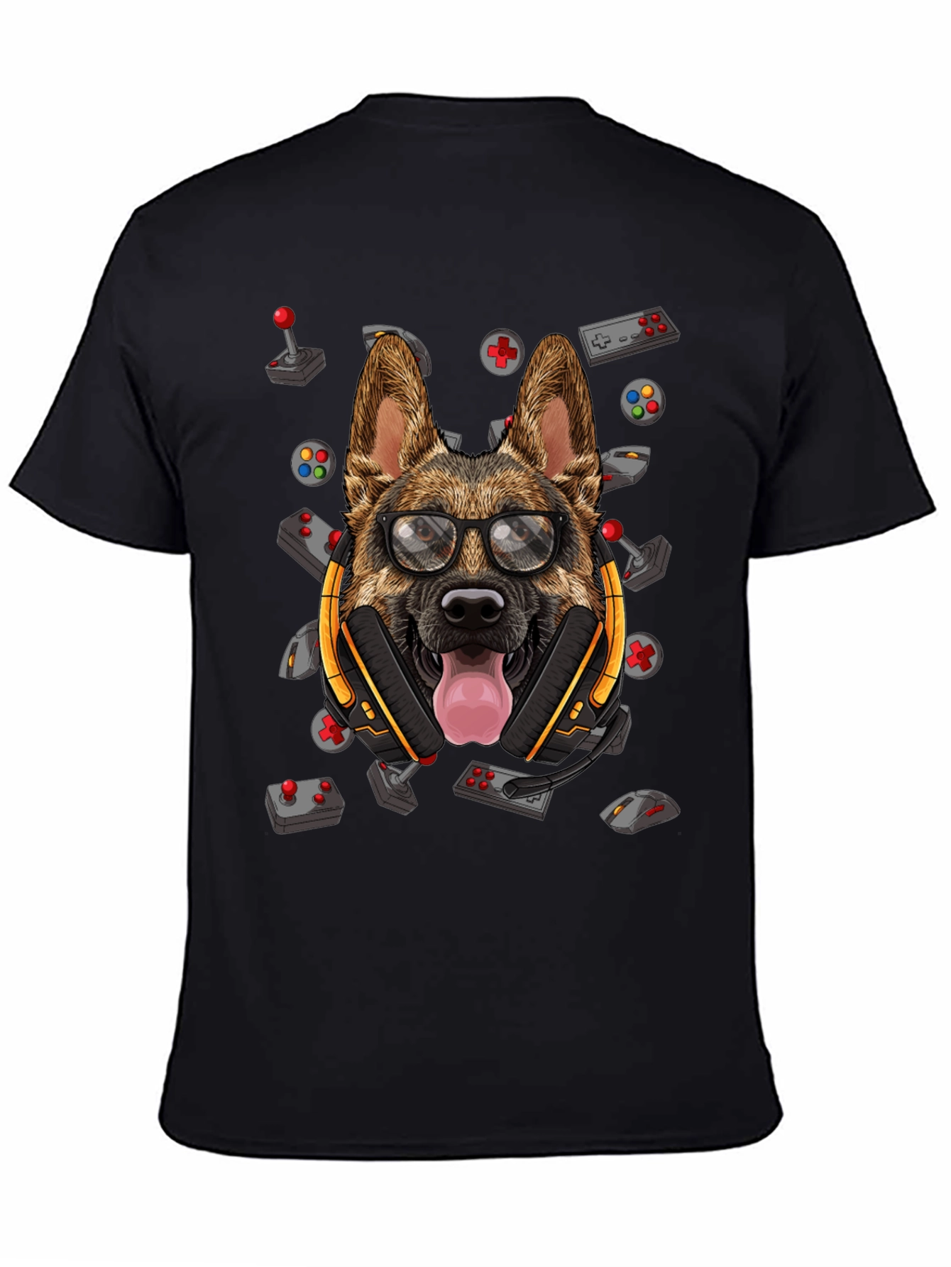 Gamer Dog T-Shirt - German Shepherd Headset Design