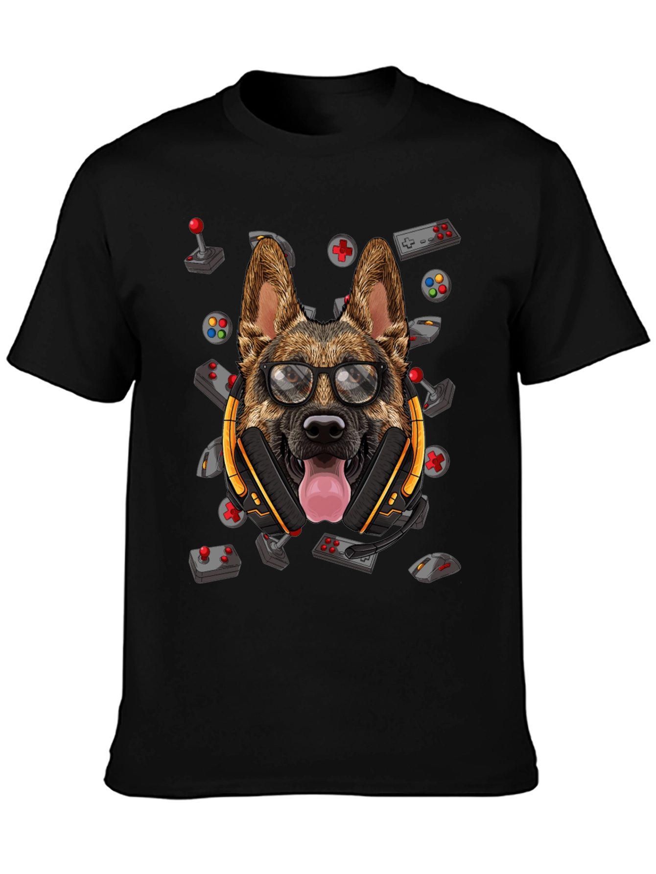 Gamer Dog T-Shirt - German Shepherd Headset Design