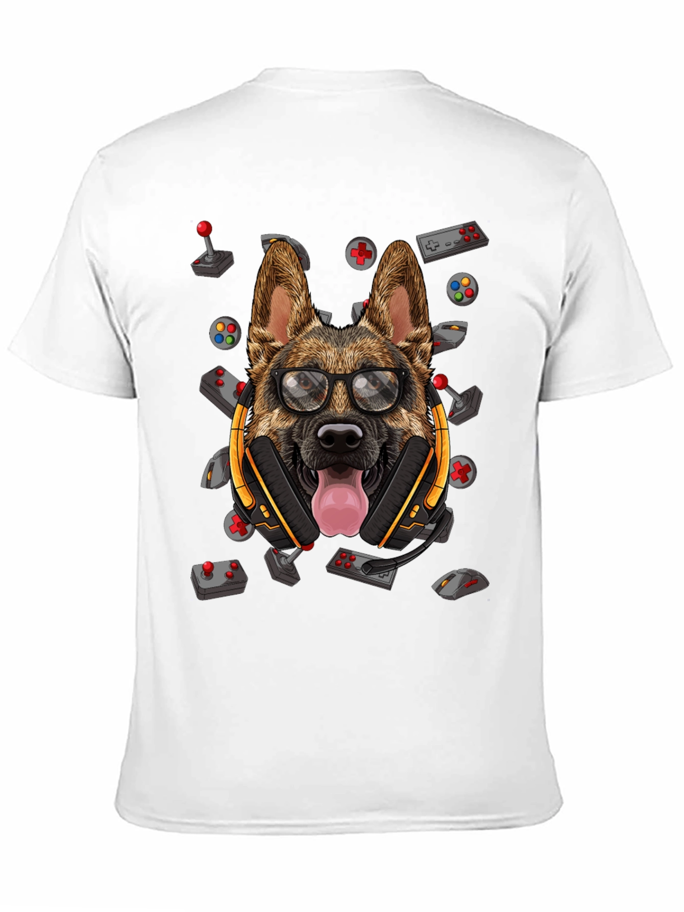 Gamer Dog T-Shirt - German Shepherd Headset Design