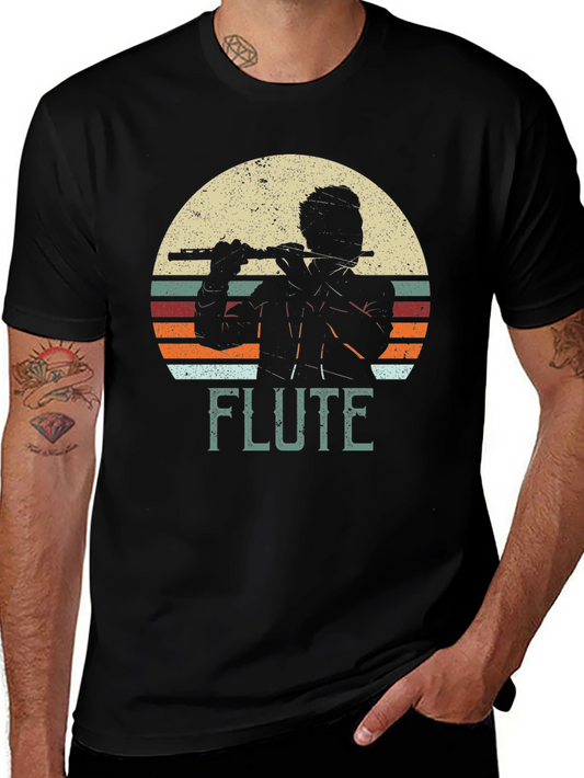 Retro Flute Player Graphic T-Shirt