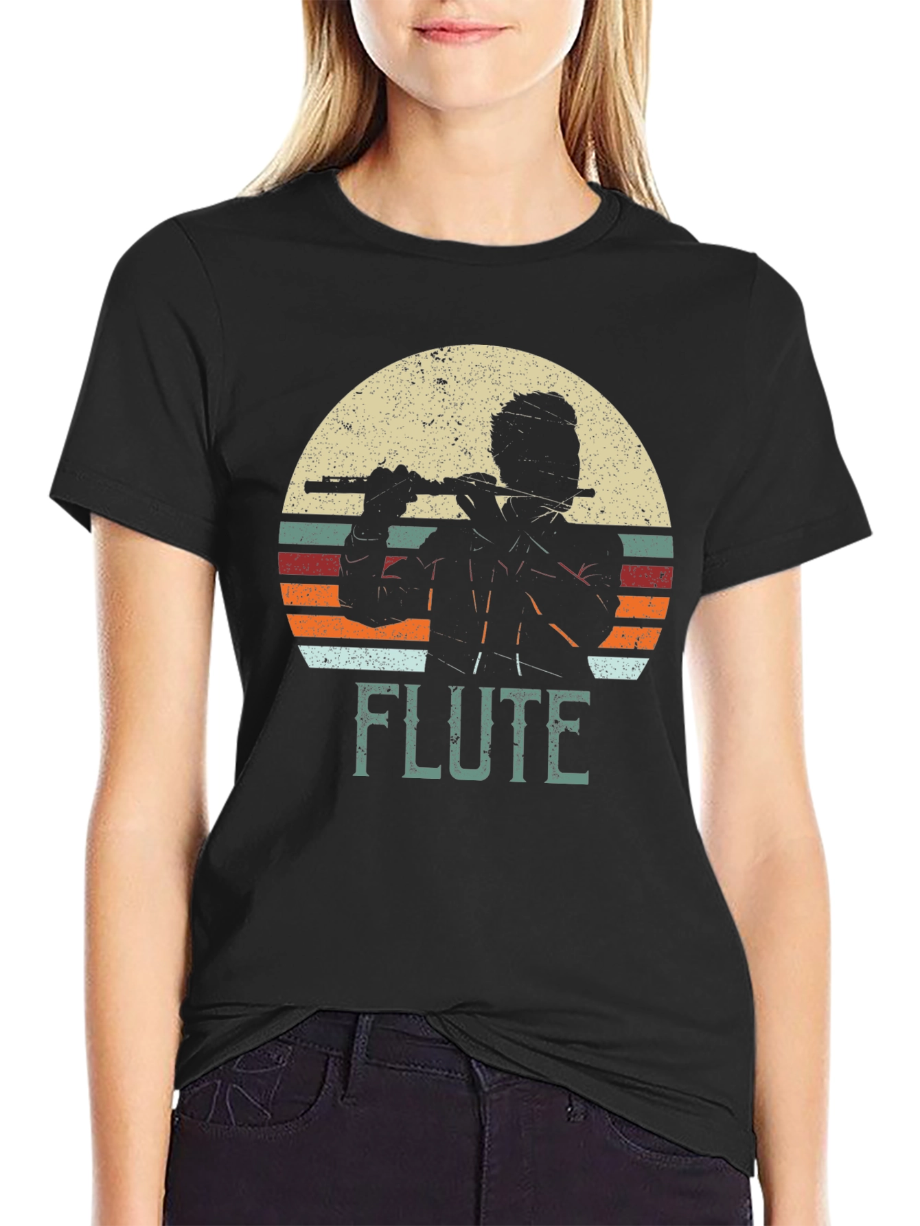 Retro Flute Player Graphic T-Shirt