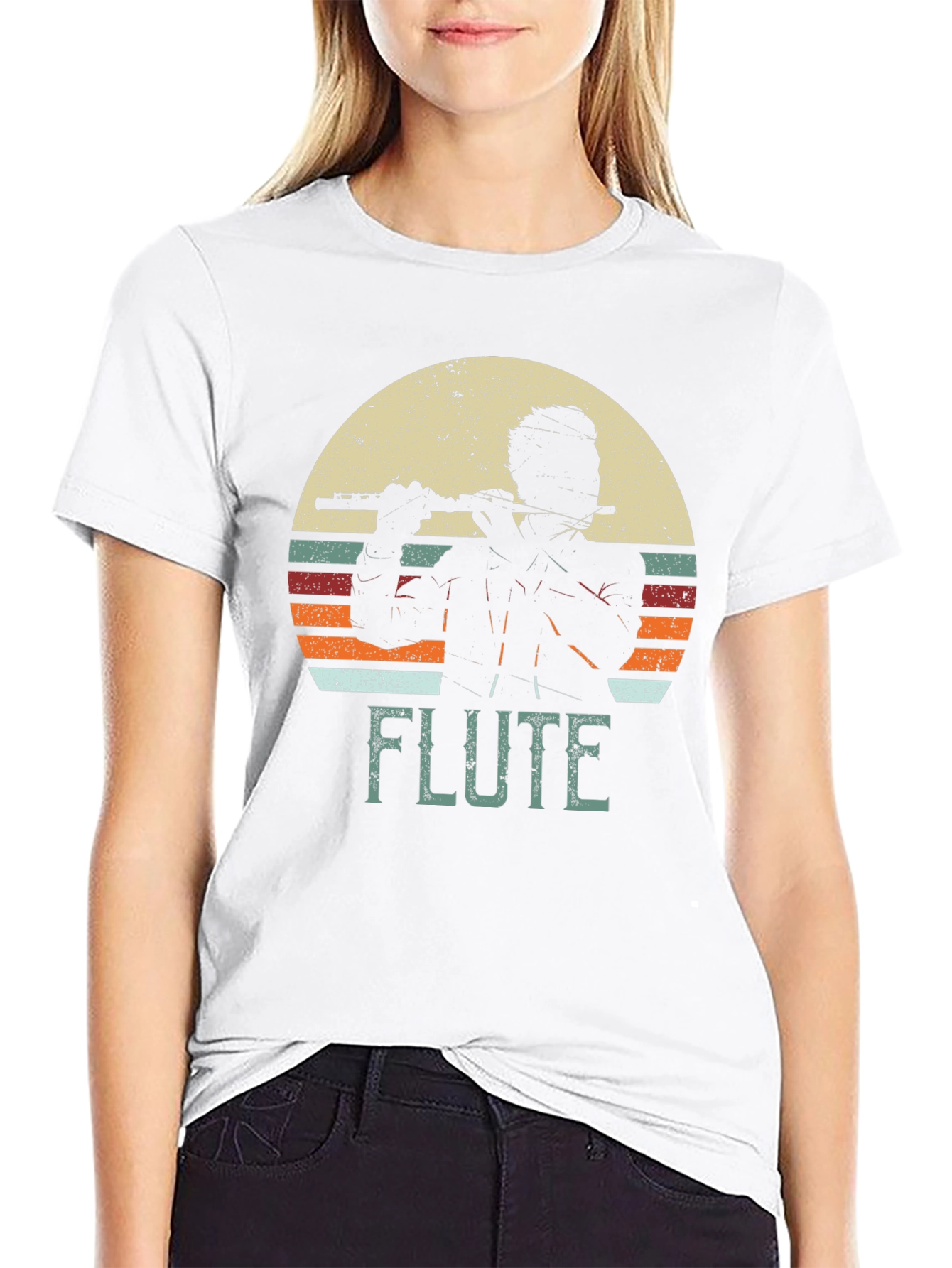 Retro Flute Player Graphic T-Shirt