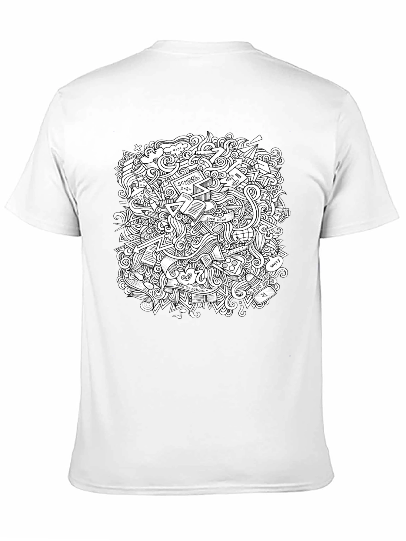 Doodle Print Graphic Tee - Black Cotton T-Shirt