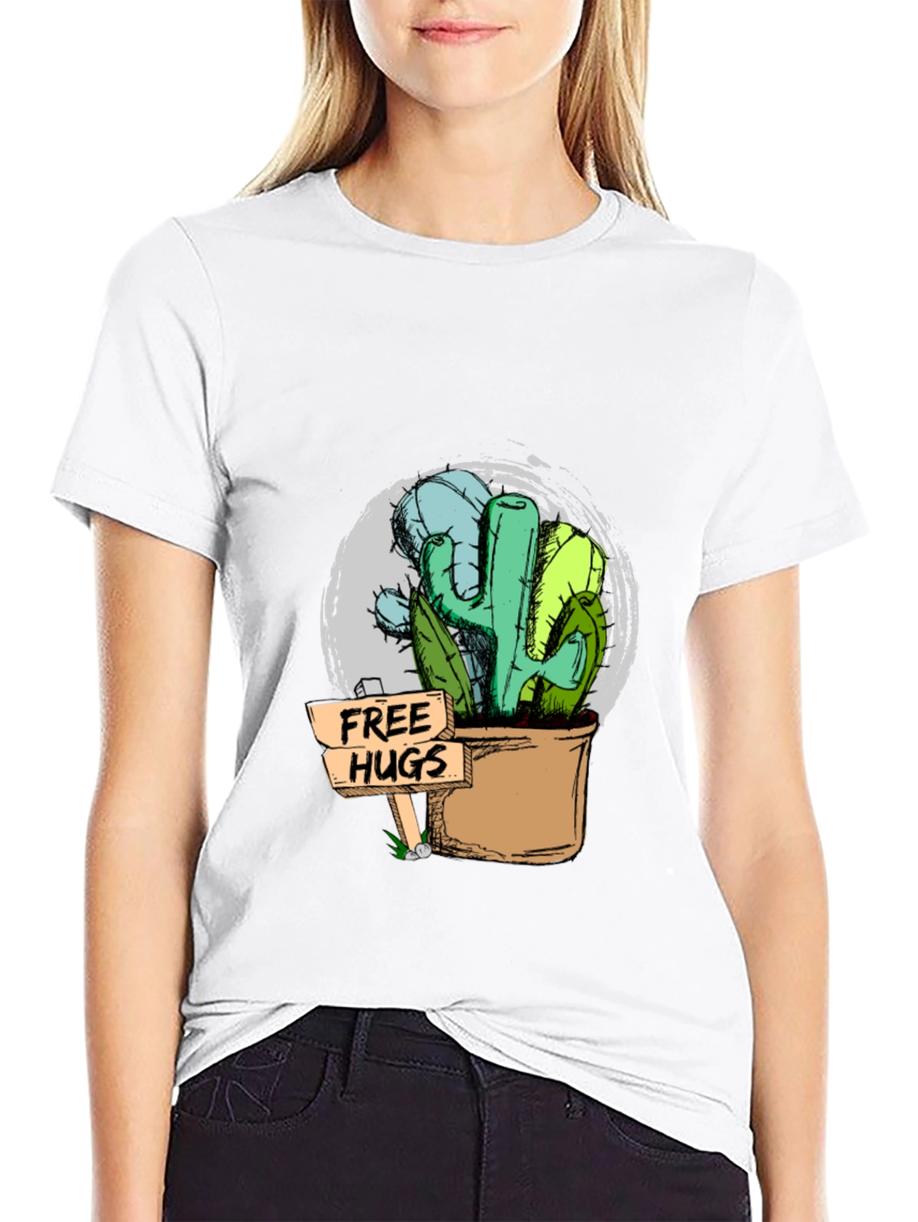 Free Hugs Cactus Graphic Tee - Unisex