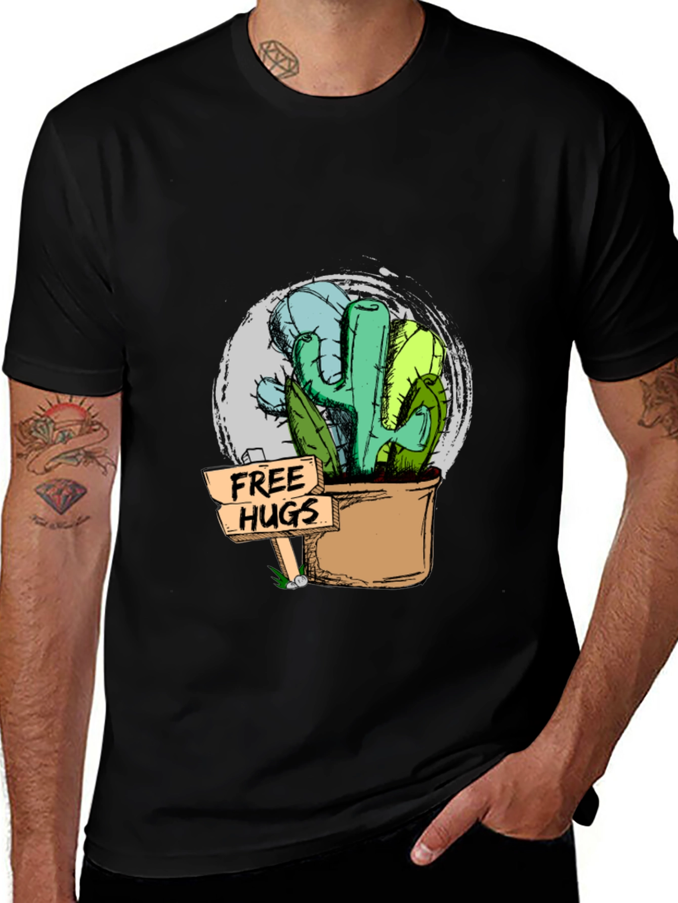 Free Hugs Cactus Graphic Tee - Unisex