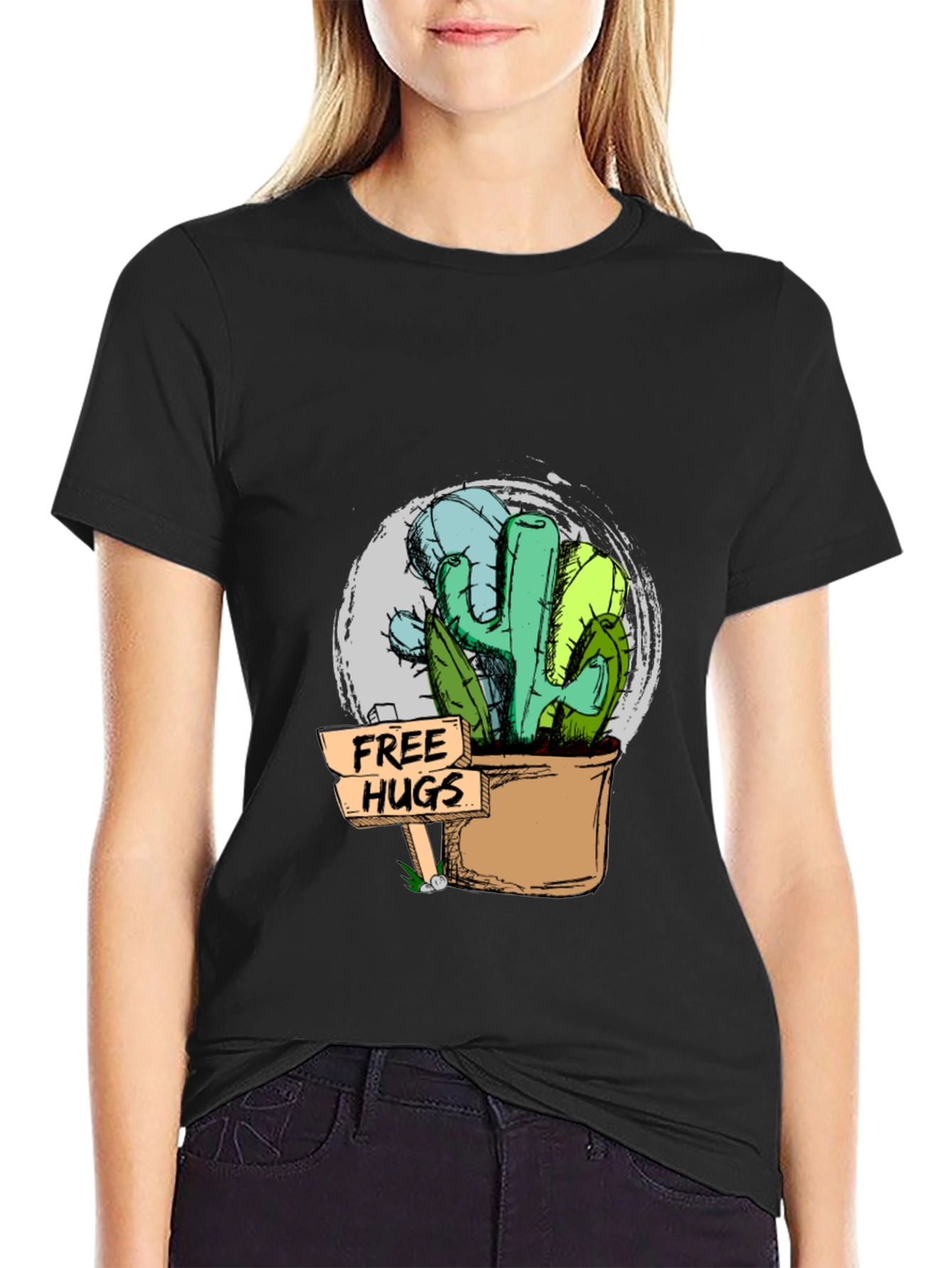 Free Hugs Cactus Graphic Tee - Unisex