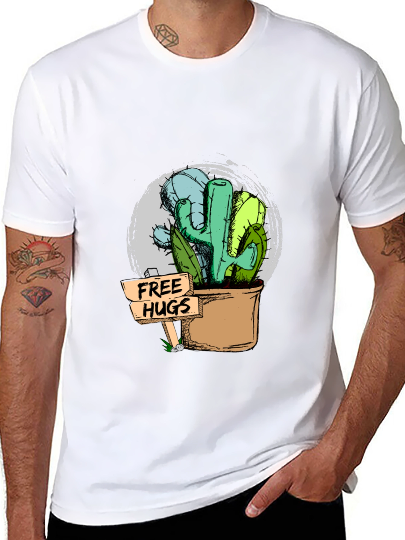 Free Hugs Cactus Graphic Tee - Unisex