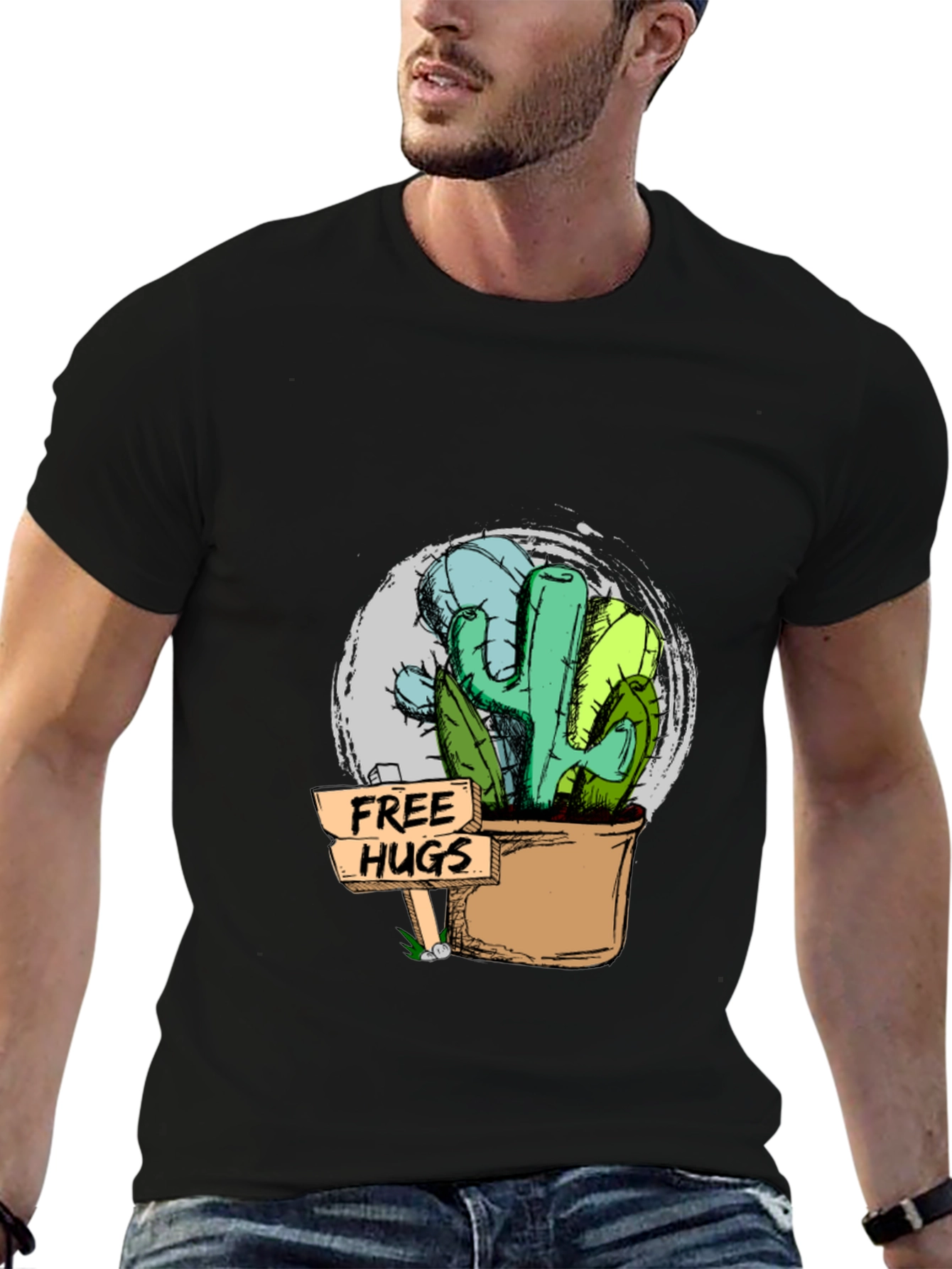 Free Hugs Cactus Graphic Tee - Unisex