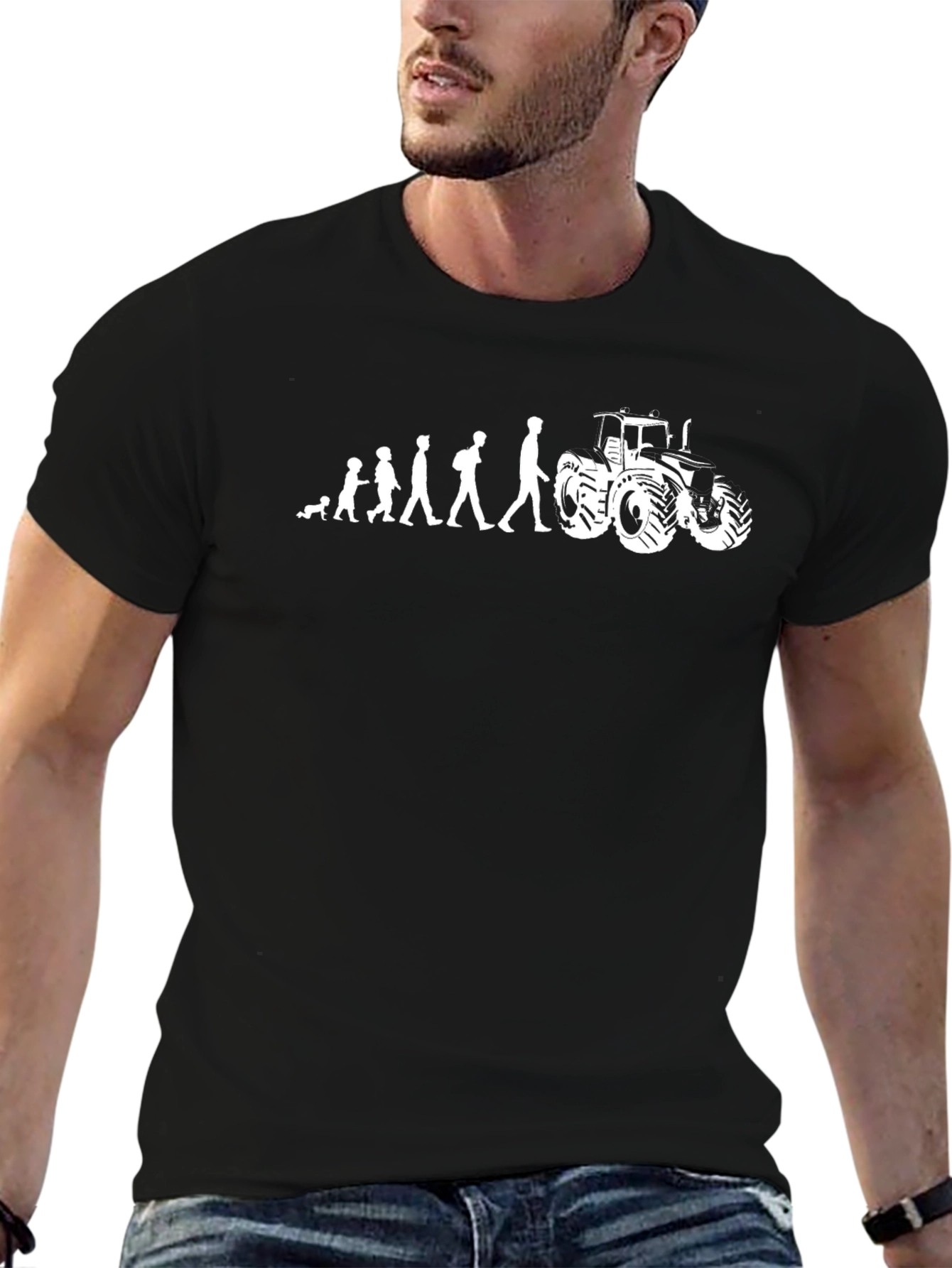 Evolution to Tractor T-Shirt - Black Crew Neck