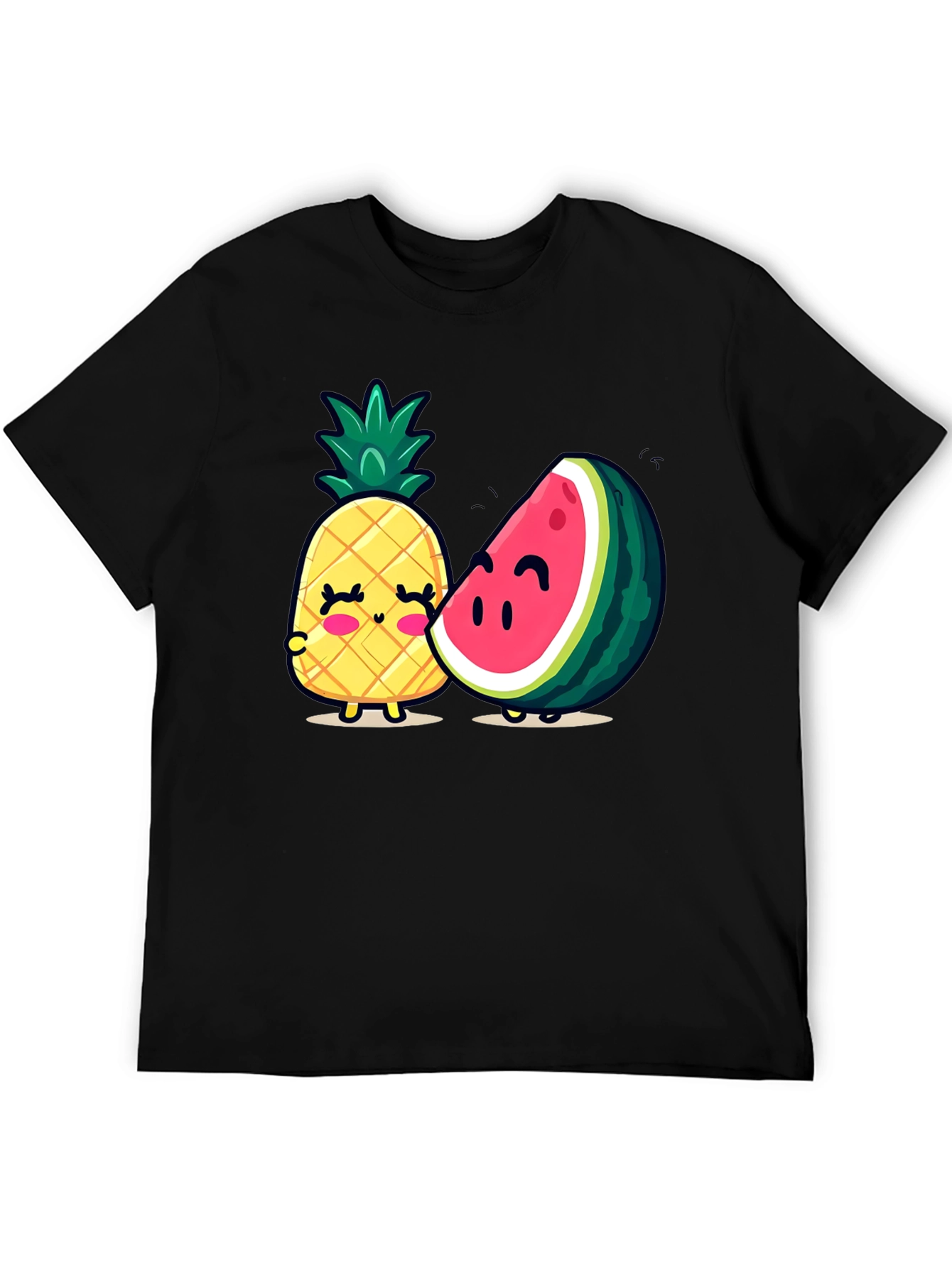Cute Fruit Friends Graphic T-Shirt - Black