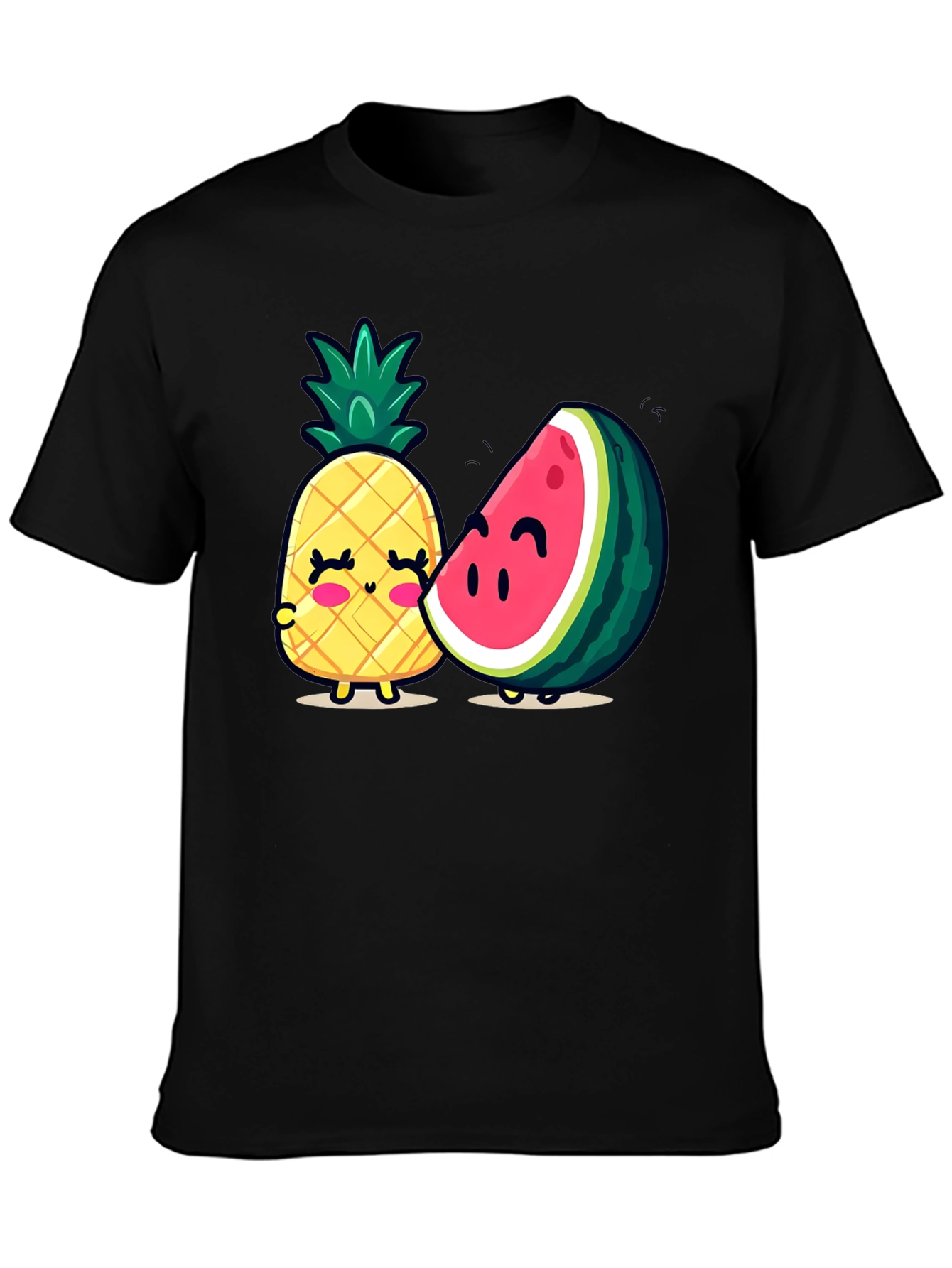 Cute Fruit Friends Graphic T-Shirt - Black