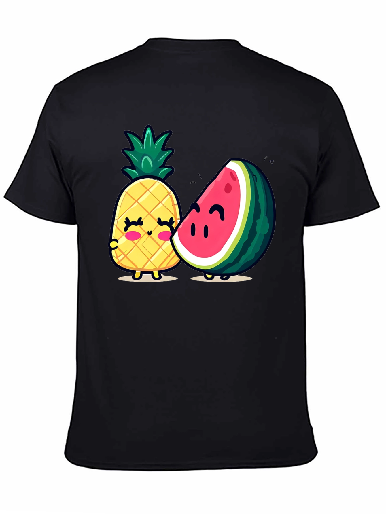 Cute Fruit Friends Graphic T-Shirt - Black