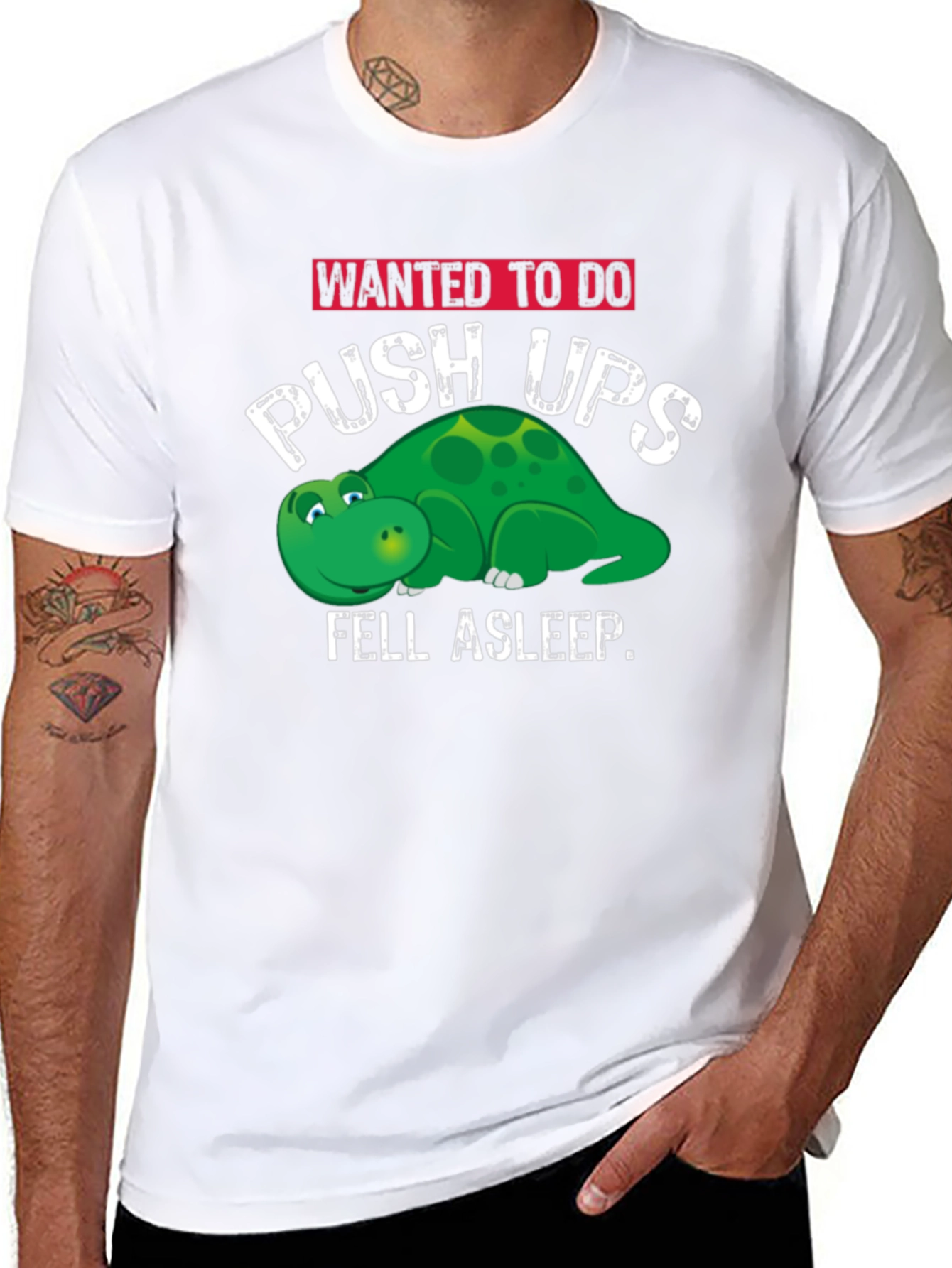 Funny Workout T-Shirt: Push Ups Fell Asleep