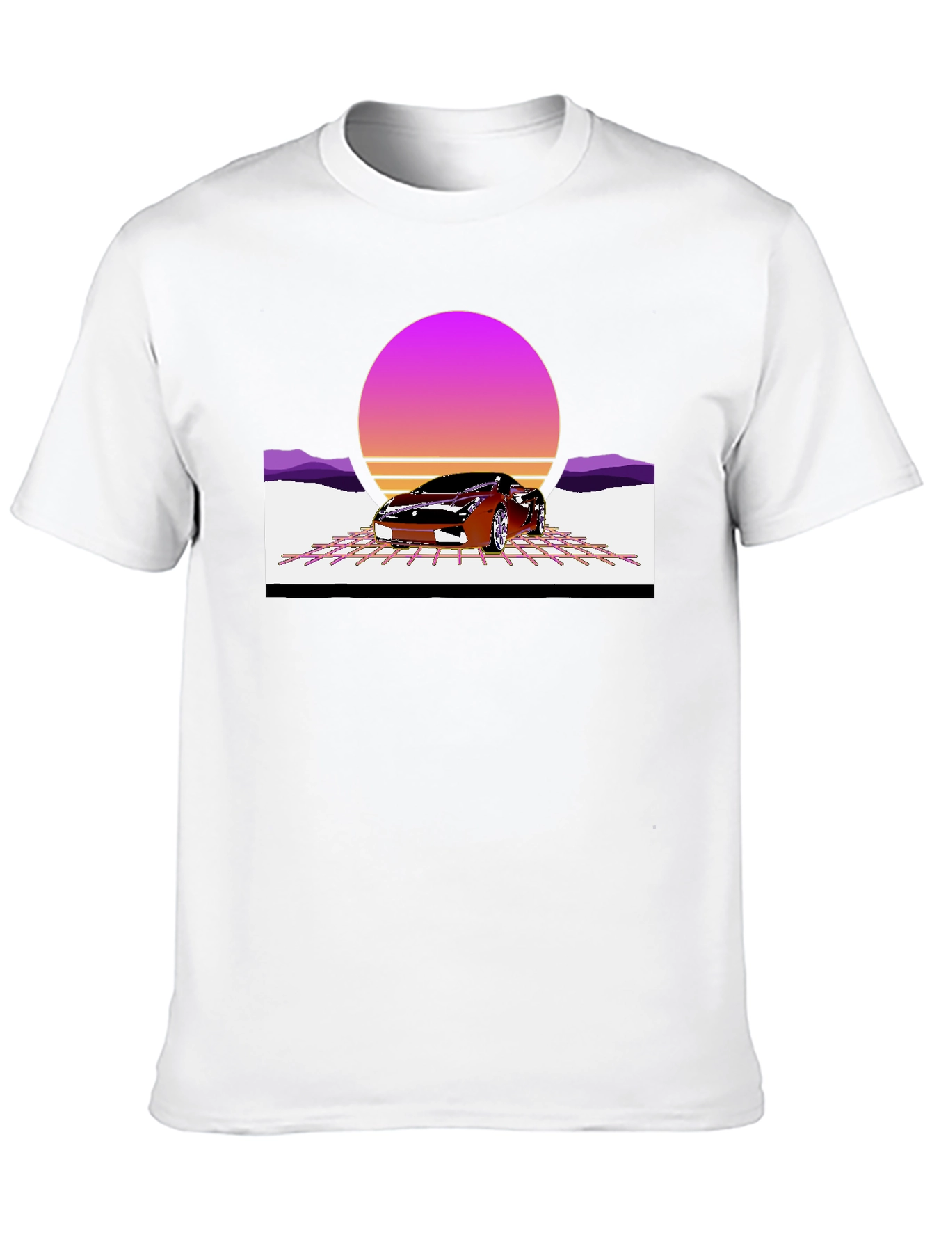 Retro Sunset Car Graphic Tee - Classic Style