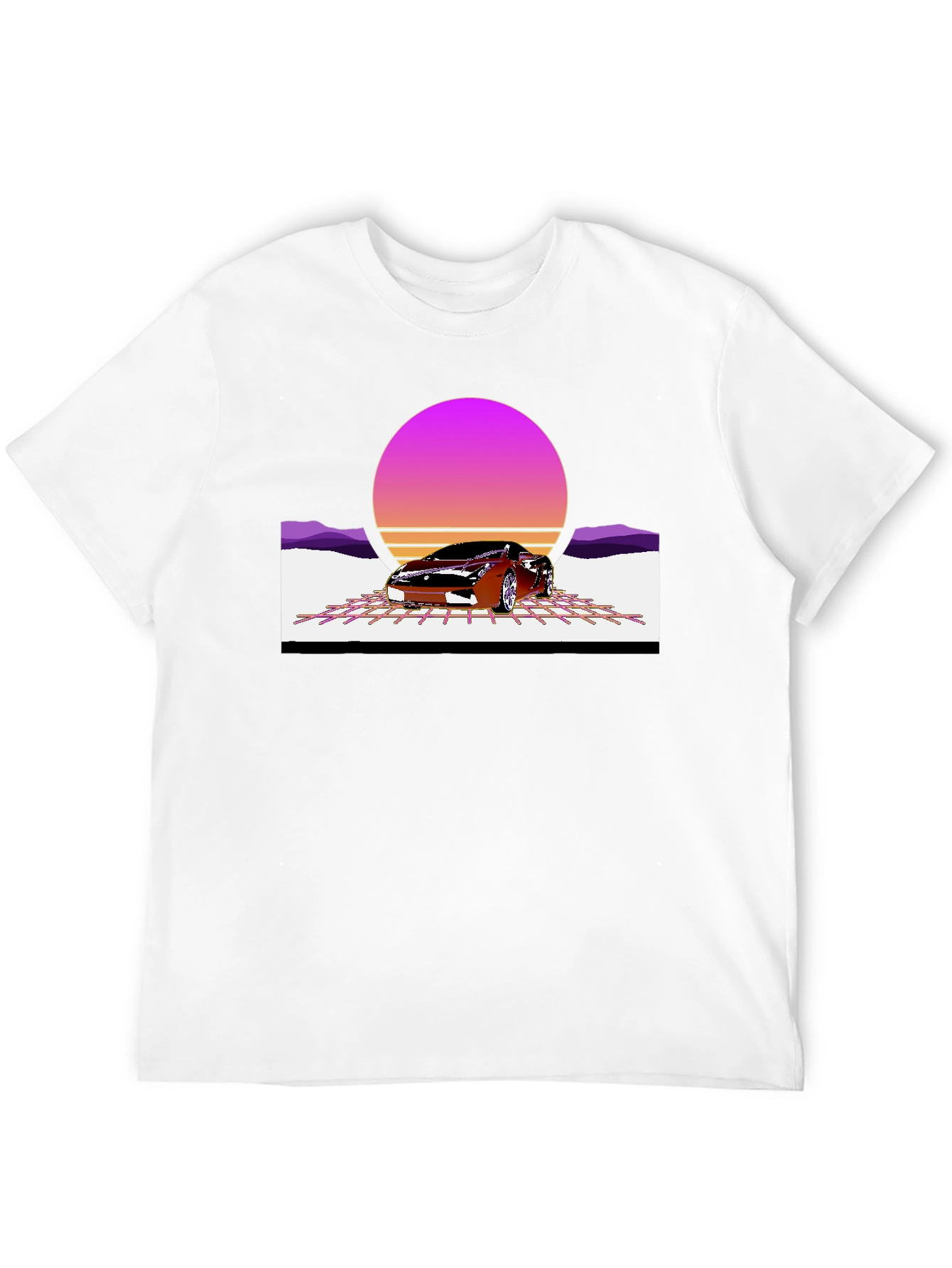 Retro Sunset Car Graphic Tee - Classic Style