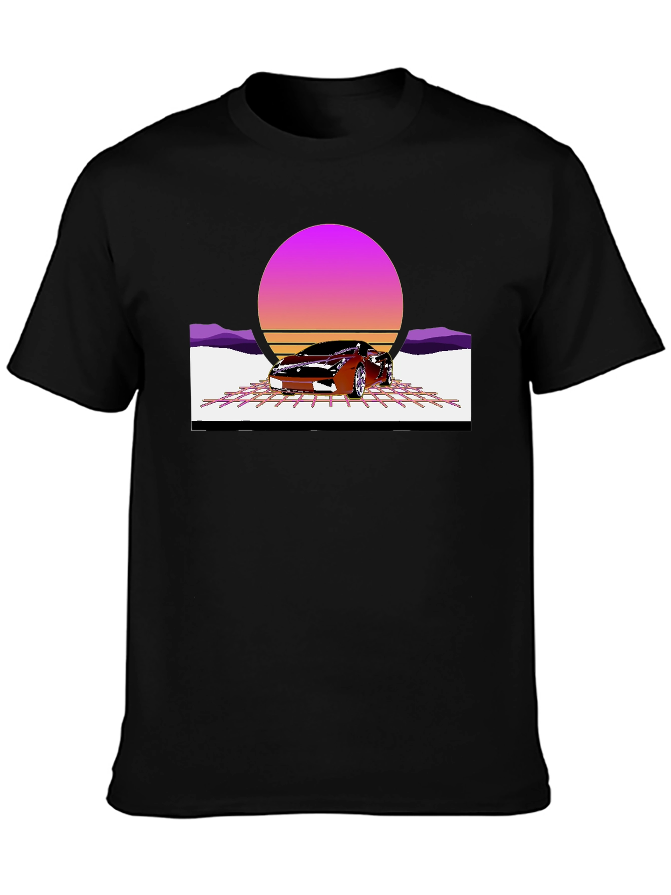Retro Sunset Car Graphic Tee - Classic Style