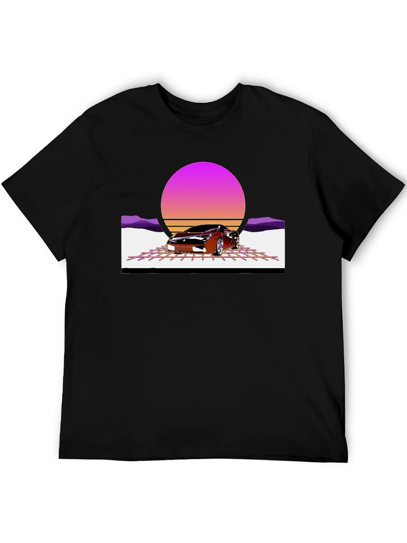 Retro Sunset Car Graphic Tee - Classic Style