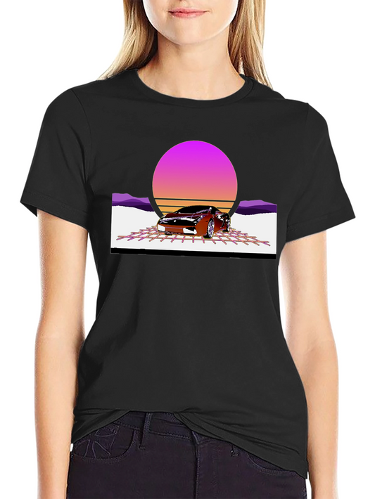Retro Sunset Car Graphic Tee - Classic Style