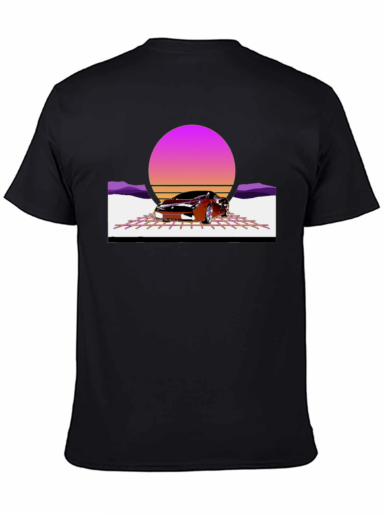 Retro Sunset Car Graphic Tee - Classic Style