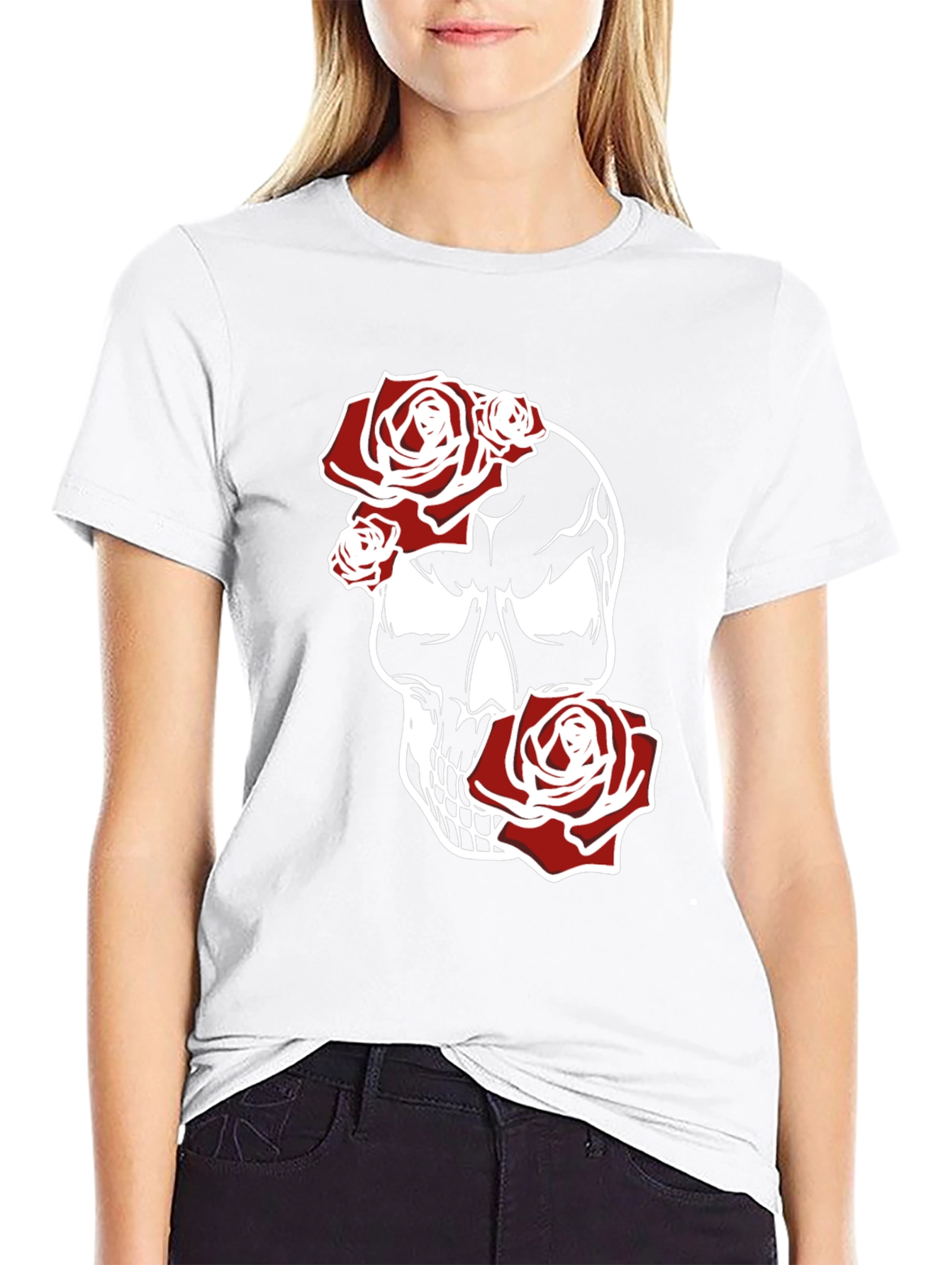 Skull & Roses Graphic Tee - Black