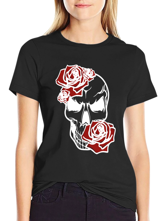 Skull & Roses Graphic Tee - Black