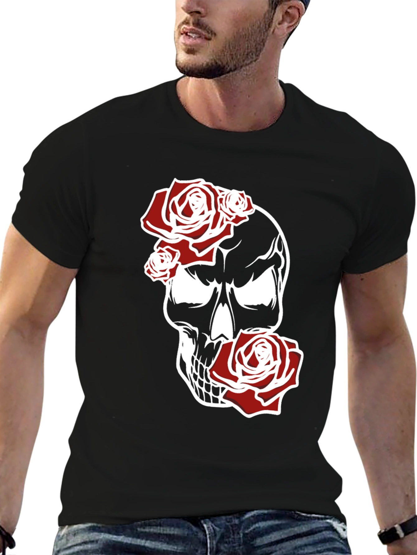 Skull & Roses Graphic Tee - Black
