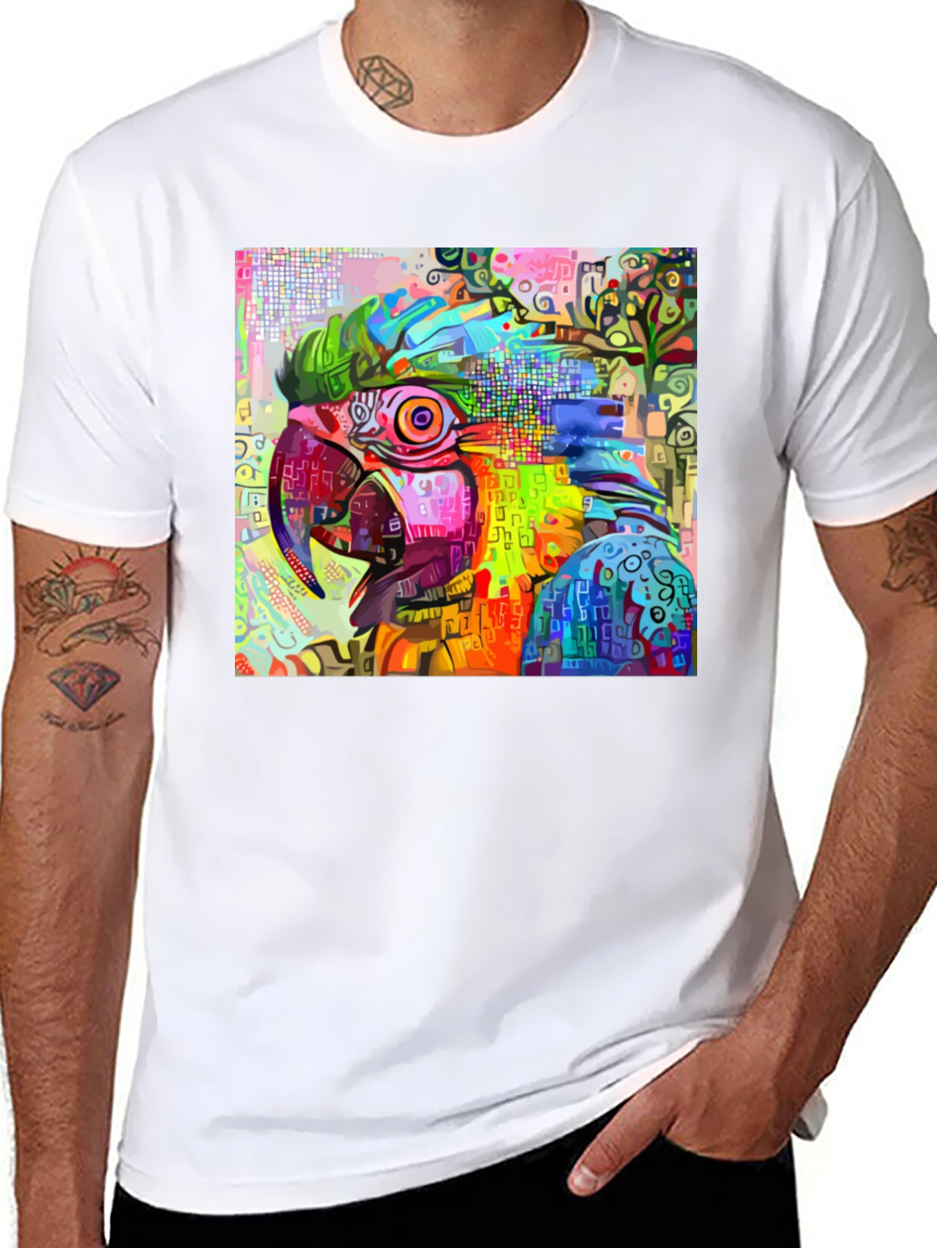 Abstract Parrot Graphic T-Shirt
