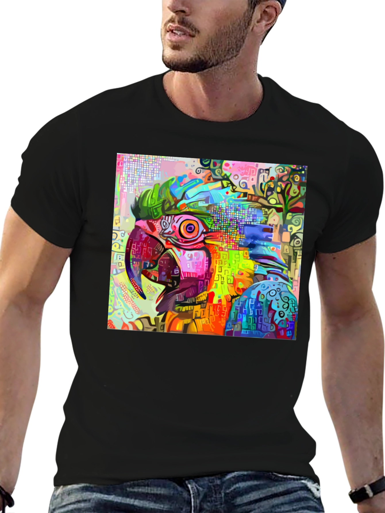 Abstract Parrot Graphic T-Shirt