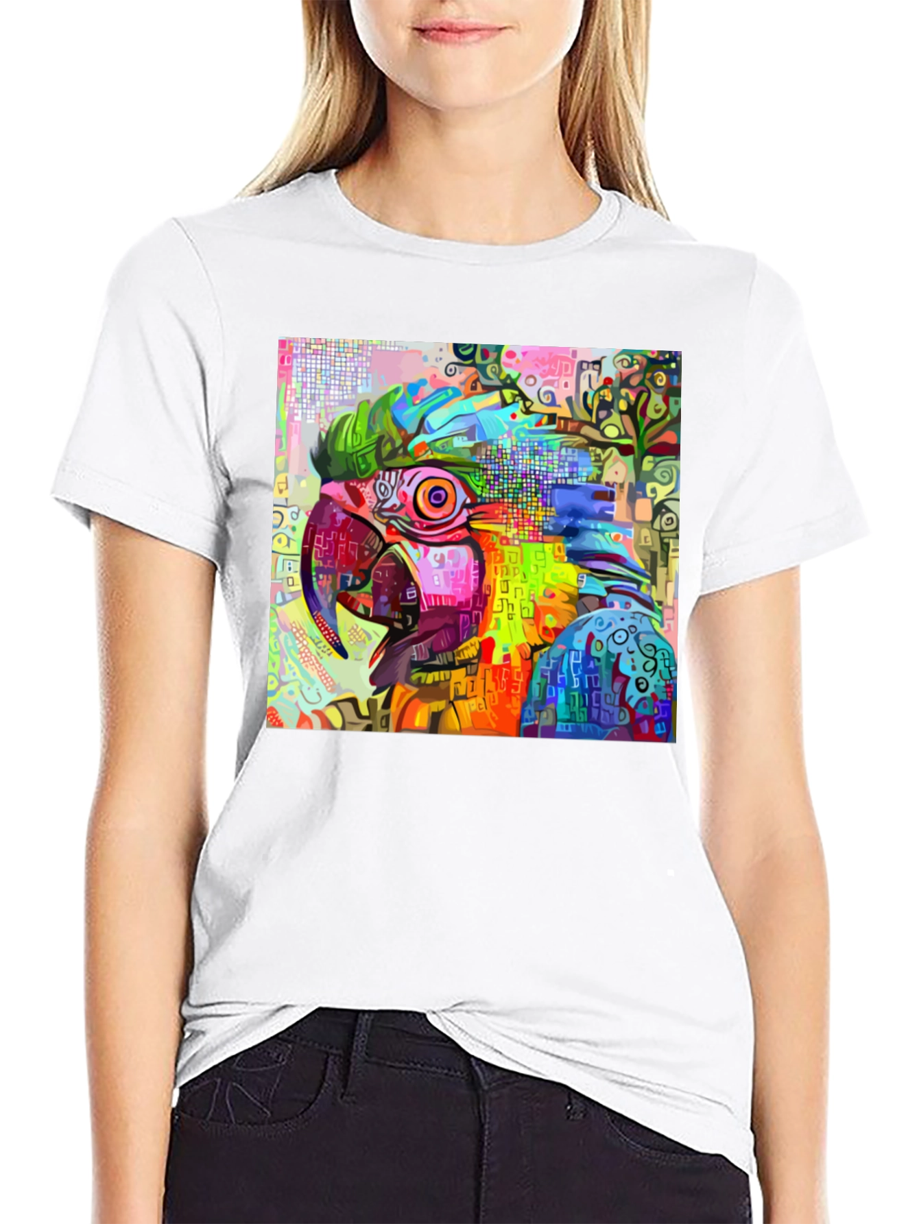 Abstract Parrot Graphic T-Shirt