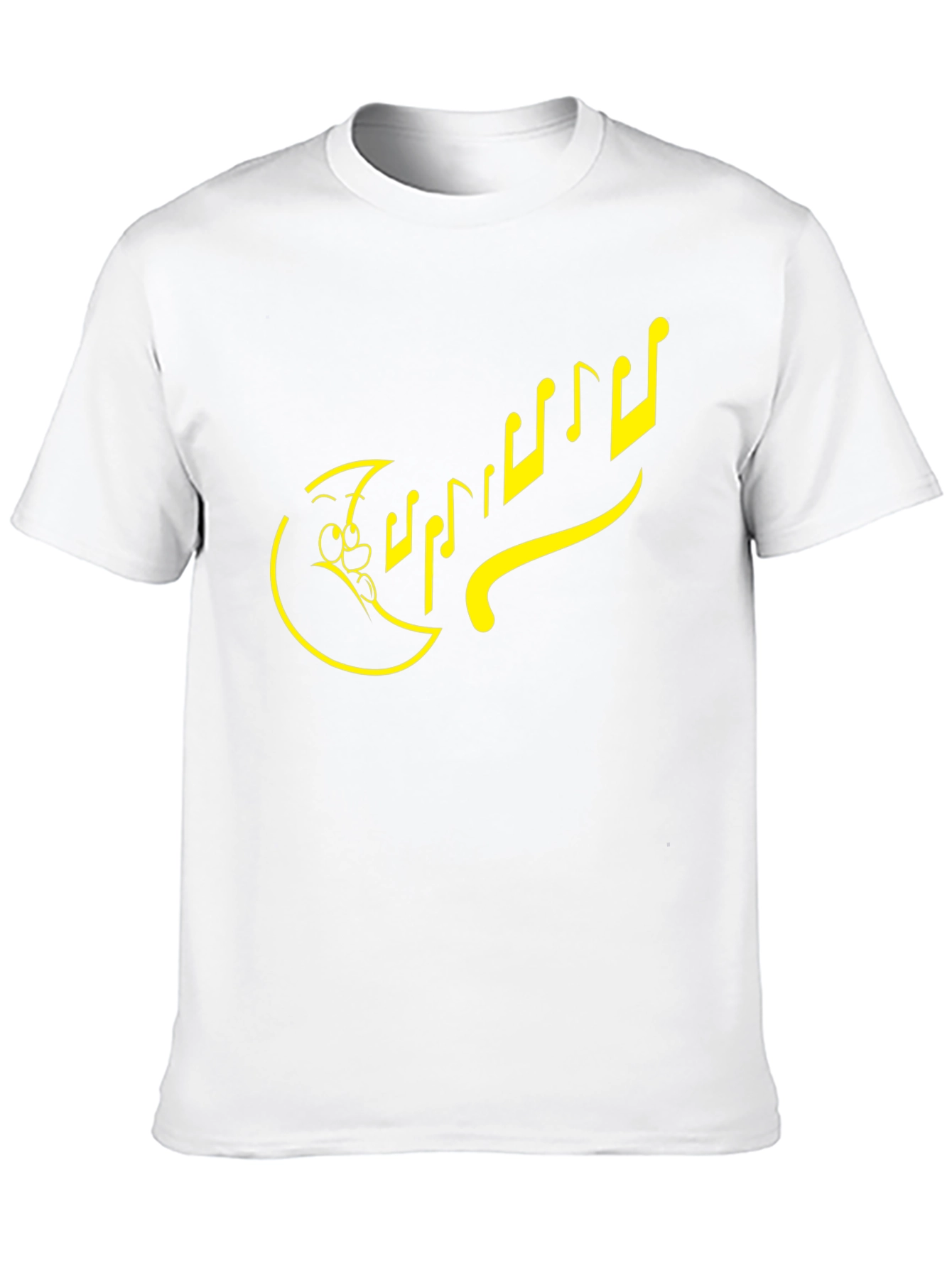 Cartoon Moon & Notes Black T-Shirt