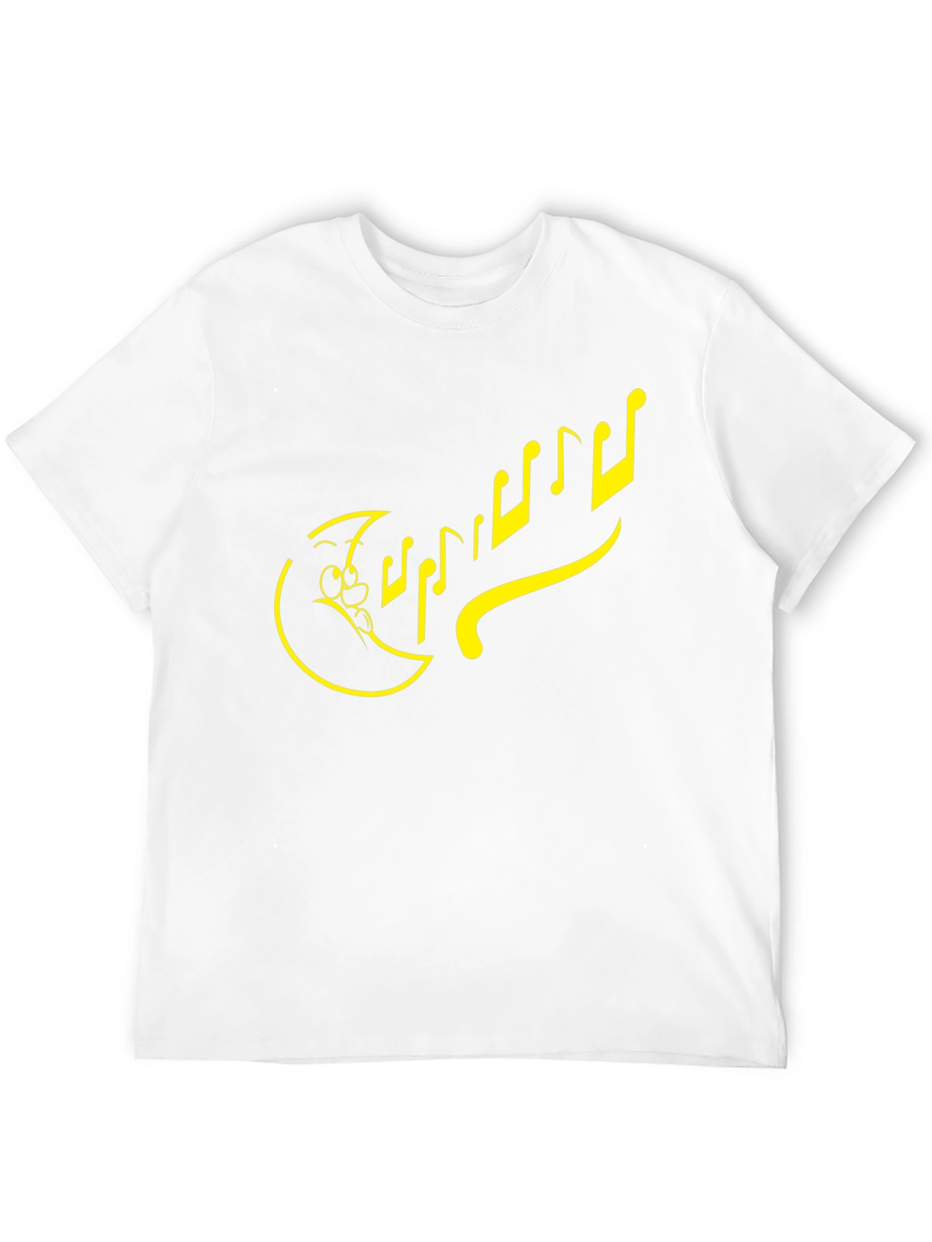 Cartoon Moon & Notes Black T-Shirt