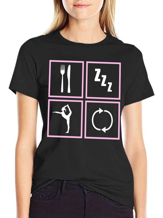 Eat Sleep Gymnastics Repeat T-Shirt - Black