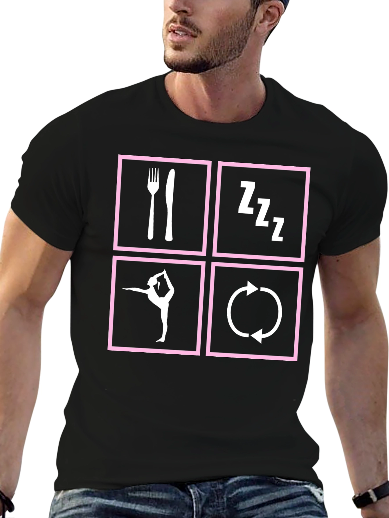 Eat Sleep Gymnastics Repeat T-Shirt - Black