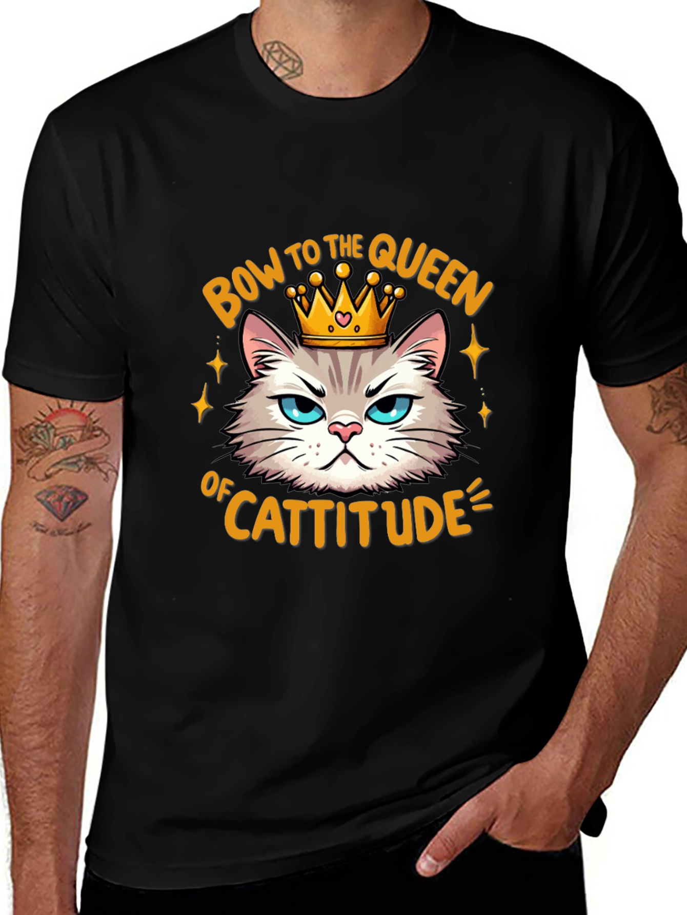 Queen Cattitude Graphic Tee - Black
