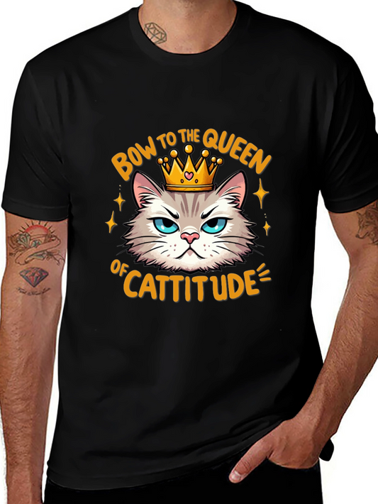 Queen Cattitude Graphic Tee - Black