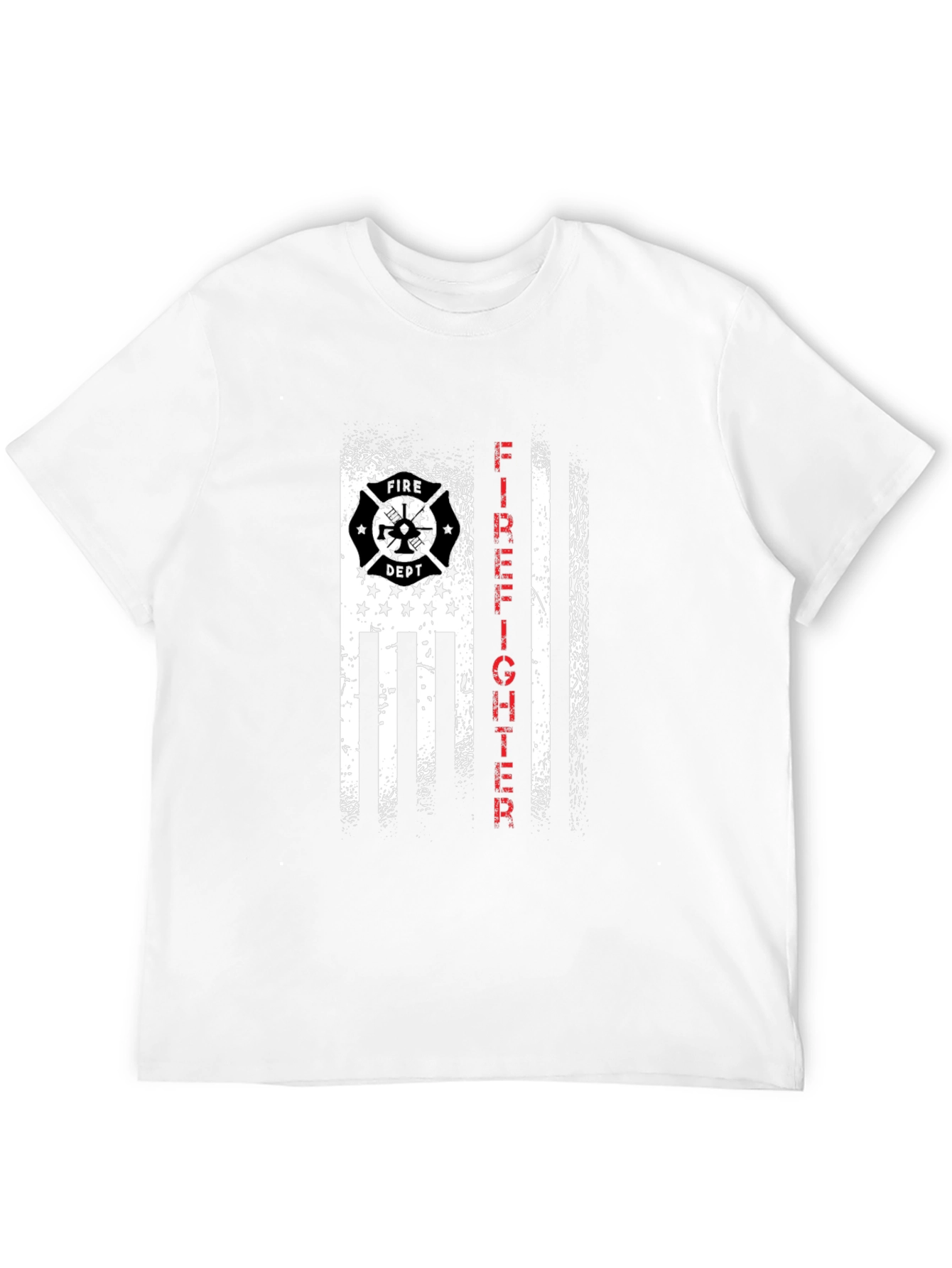 Firefighter Flag Graphic Tee - Distressed Patriotic Design