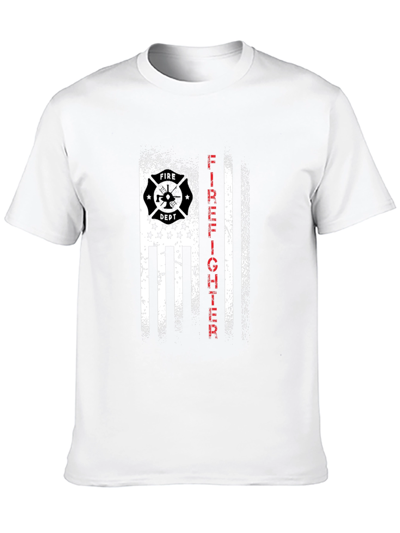 Firefighter Flag Graphic Tee - Distressed Patriotic Design