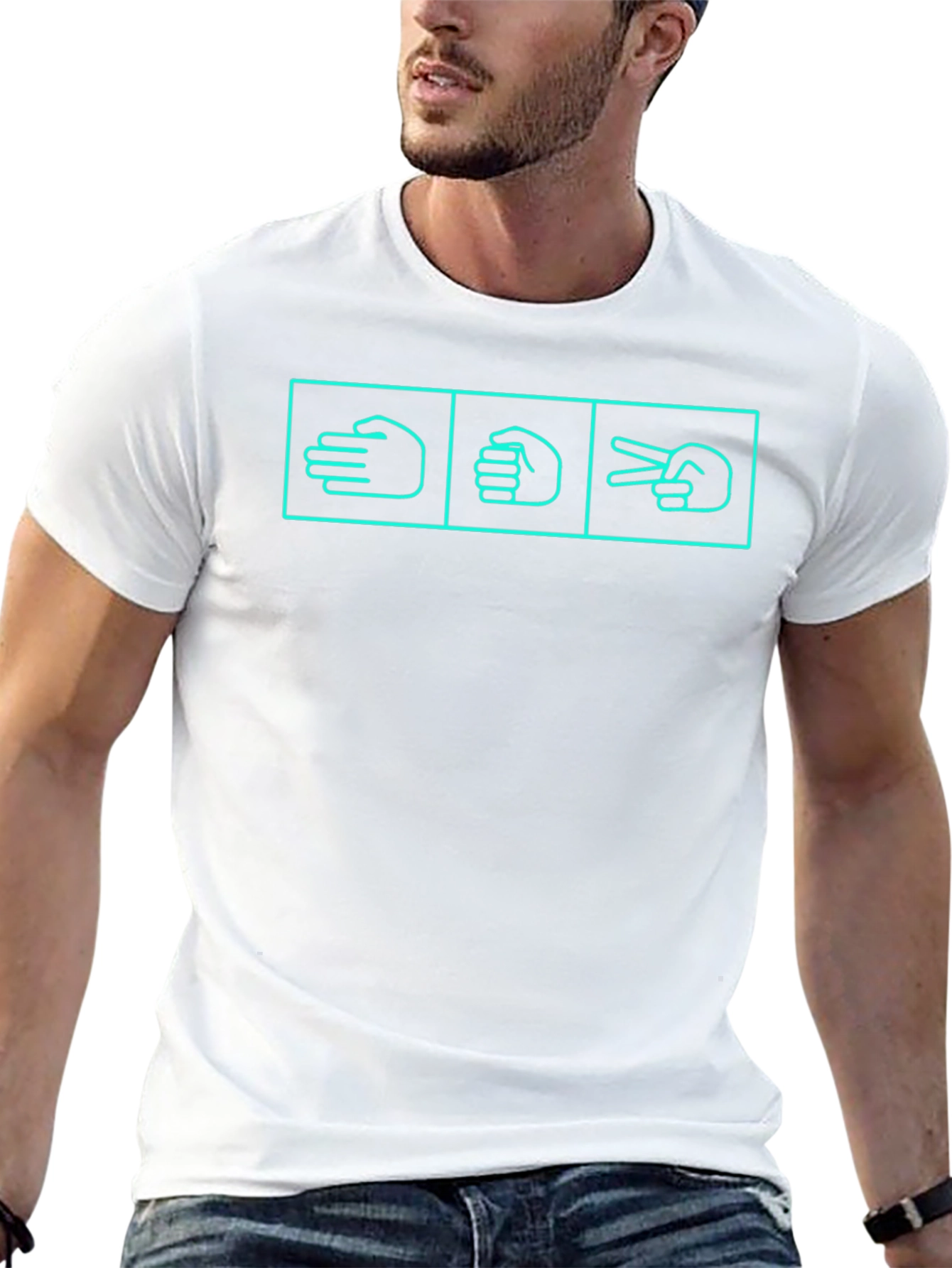 Rock Paper Scissors Hand Gesture Black T-Shirt