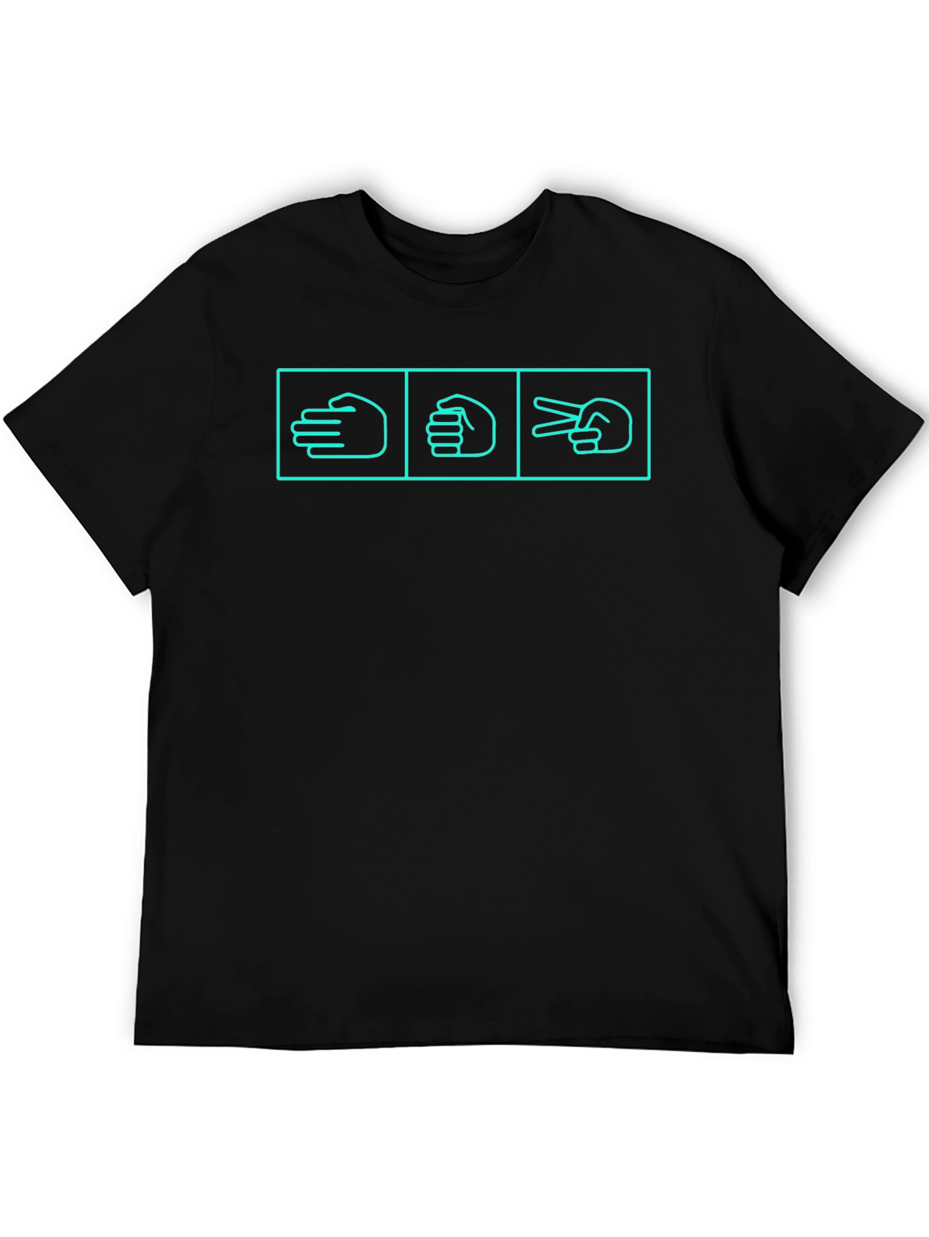 Rock Paper Scissors Hand Gesture Black T-Shirt