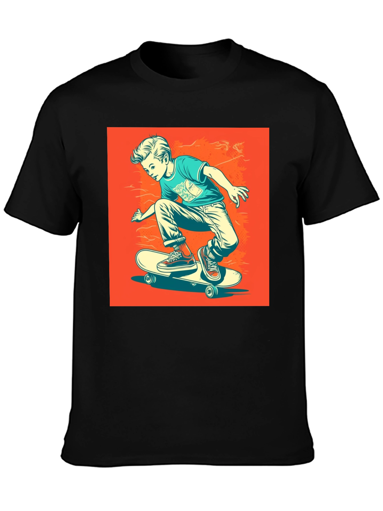 Cool Skater Boy Graphic Tee - Black T-Shirt