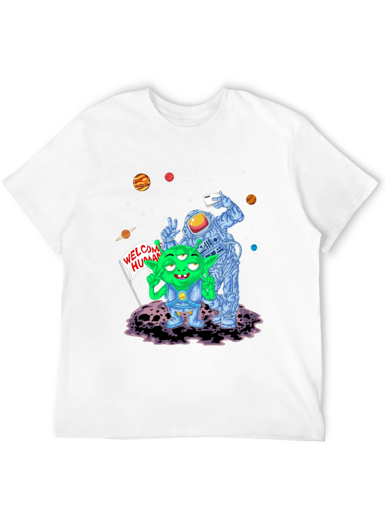Alien & Astronaut Selfie Graphic T-Shirt