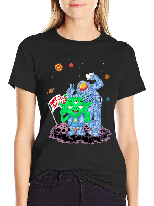 Alien & Astronaut Selfie Graphic T-Shirt