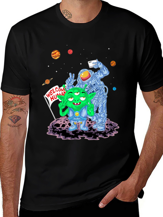 Alien & Astronaut Selfie Graphic T-Shirt