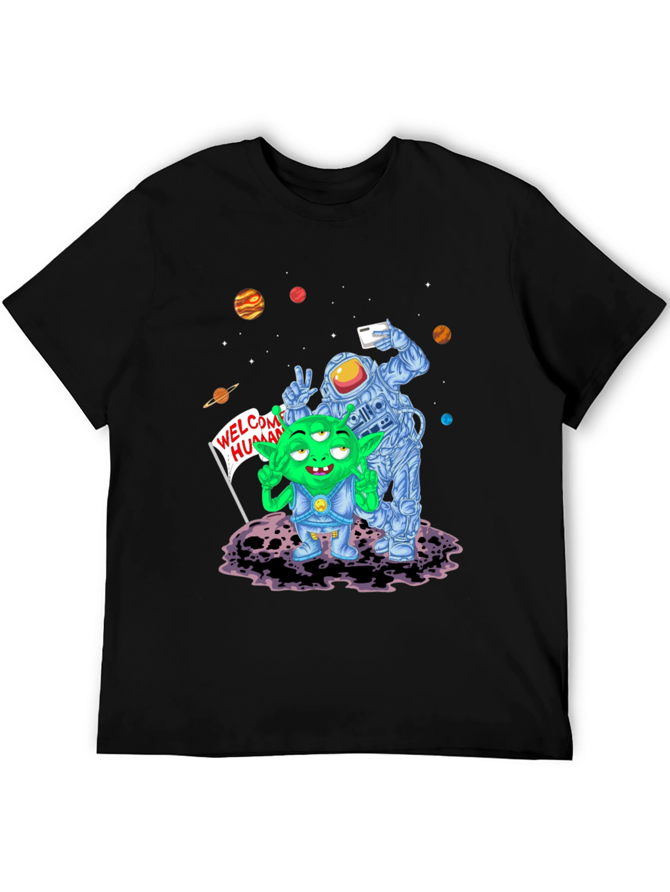 Alien & Astronaut Selfie Graphic T-Shirt