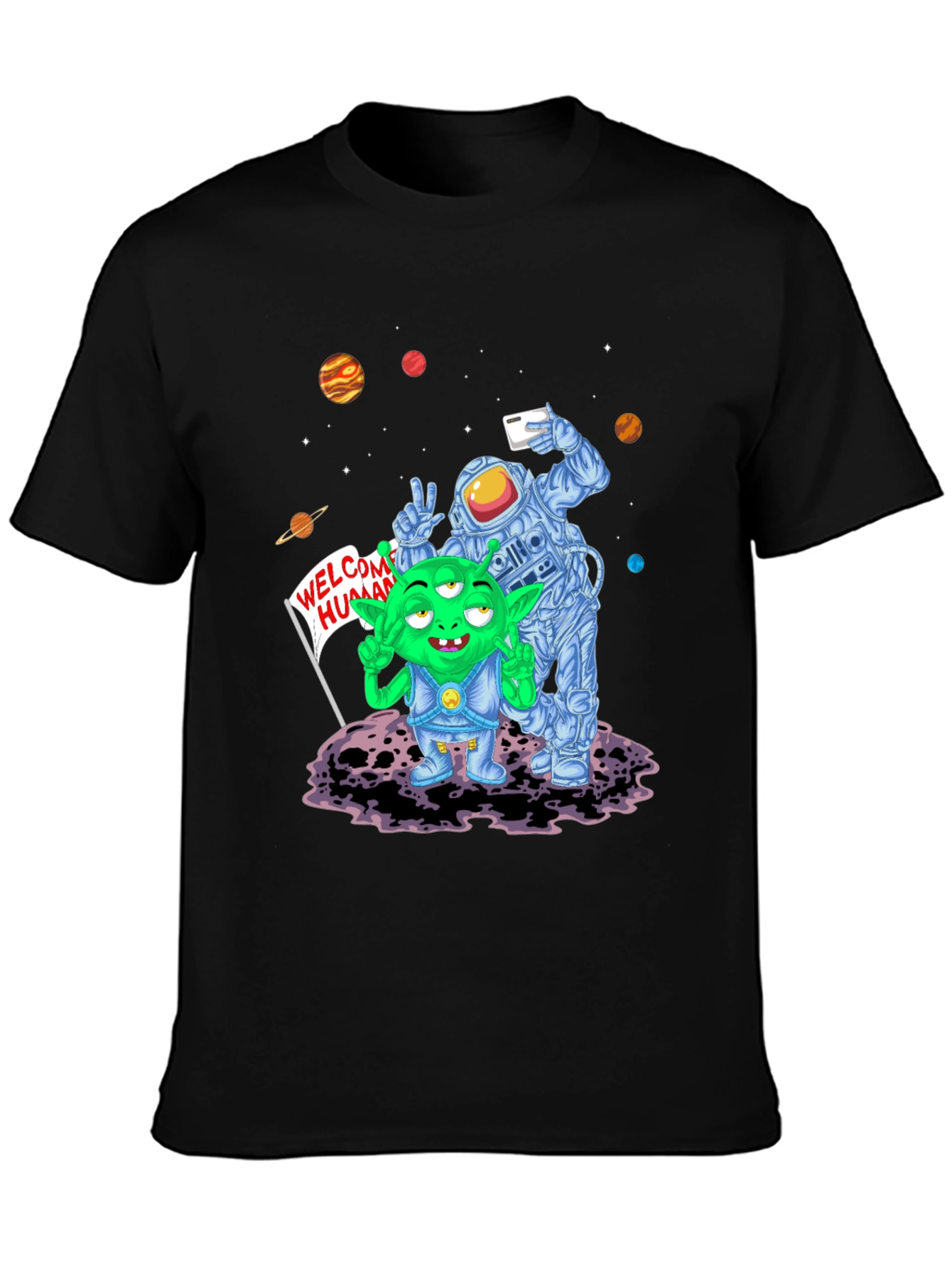 Alien & Astronaut Selfie Graphic T-Shirt