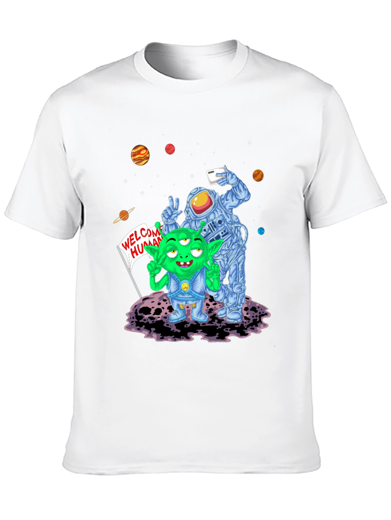 Alien & Astronaut Selfie Graphic T-Shirt