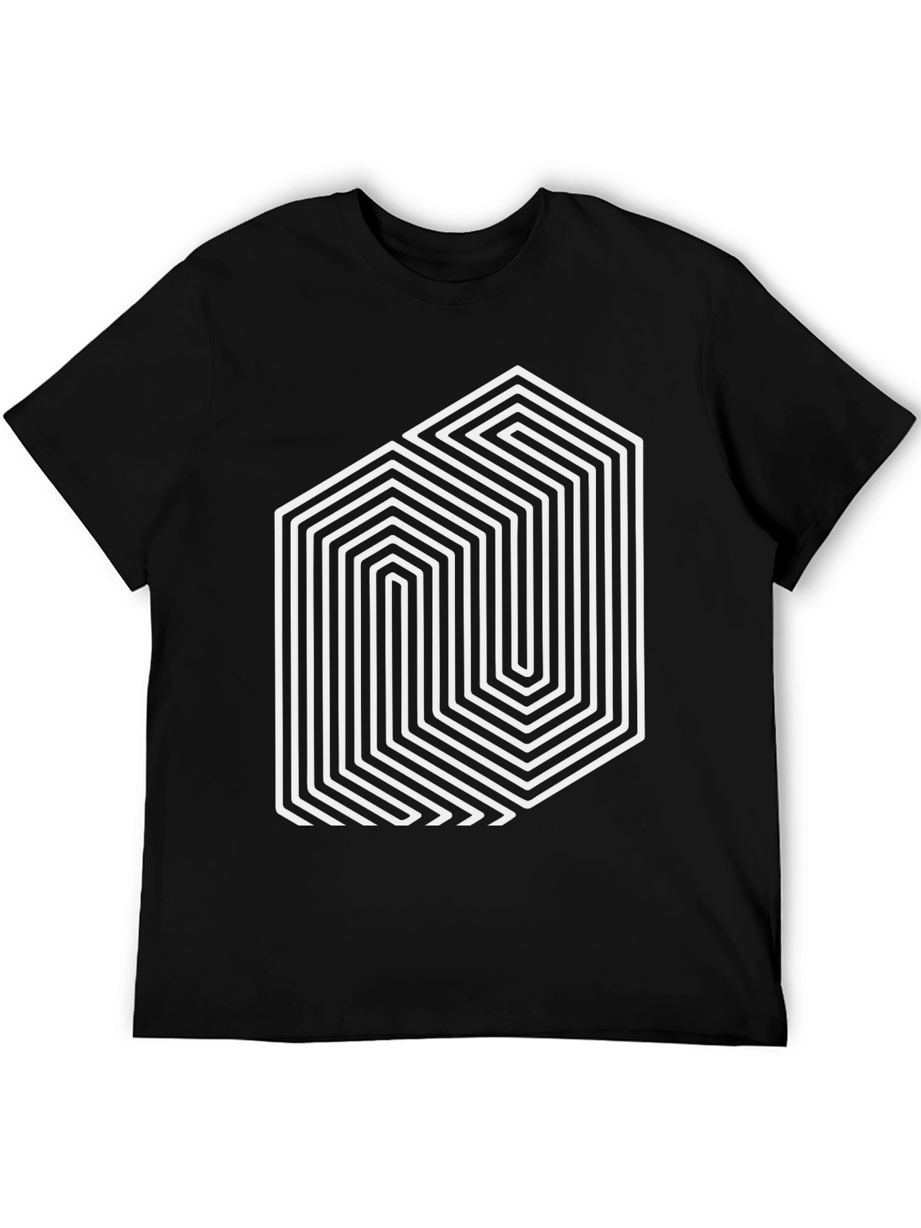 Geometric Illusion Graphic Tee - Black